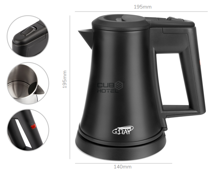 Hervidor De Agua Negro Para Hotel Star 0.5 Lt - 1000W